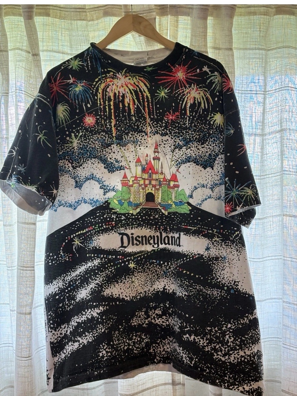 Vintage 80’s dead stock disney land fireworks all over print One Size